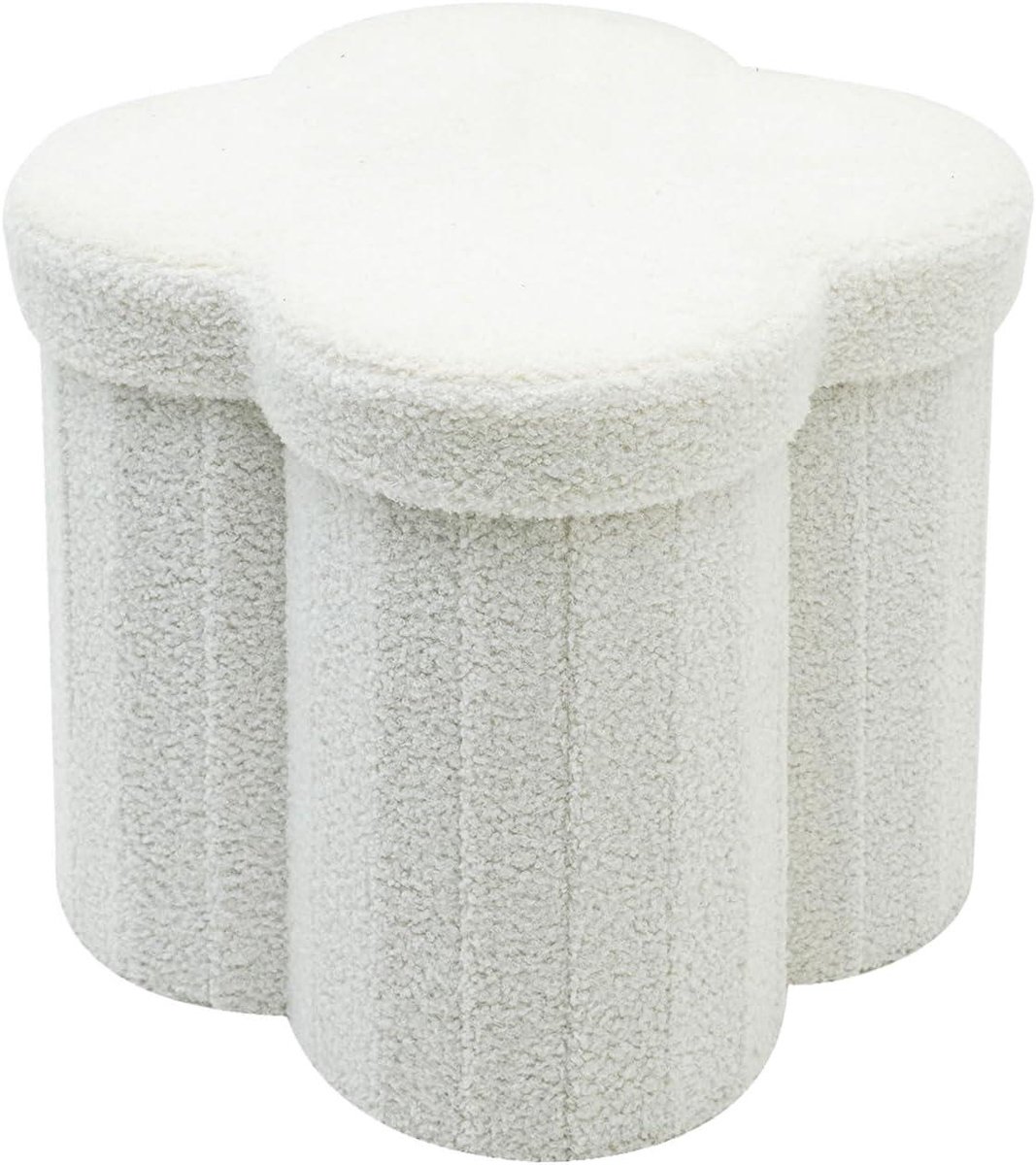 Opbergpoef Wolk - Zitkruk Kinderkamer - Speelgoed Opbergen - Opvouwbaar Ontwerp - 40x40x40 cm - Wit