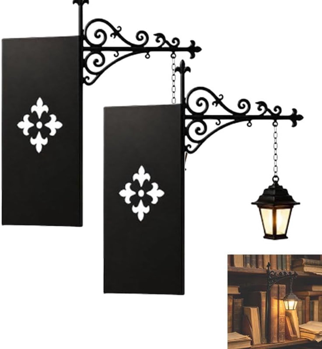 KZQ Metallen Boekenplanklamp, Set Van 2 Decoratieve Bureaulampen, Rustieke Tafellamp Voor Bibliotheek En Kantoor, Sfeervolle Verlichting Voor Boekenkast