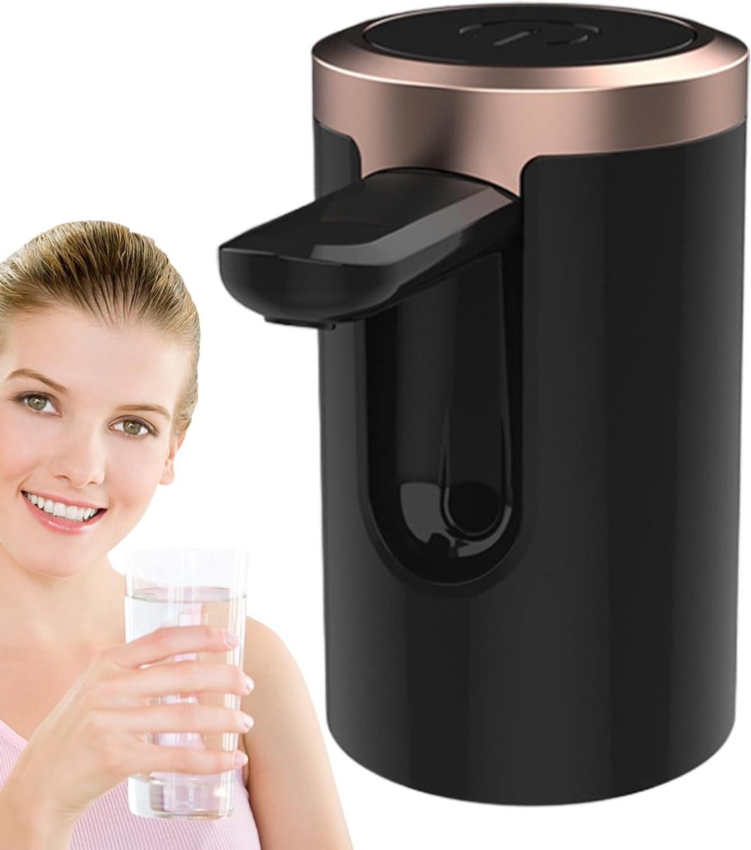 Waterpomp Elektrisch - Waterdispenser Pomp - Hygiënisch Water Tappen - Geluidsarme Nachtmodus - 6.5x6.5x10.7cm - Zwart