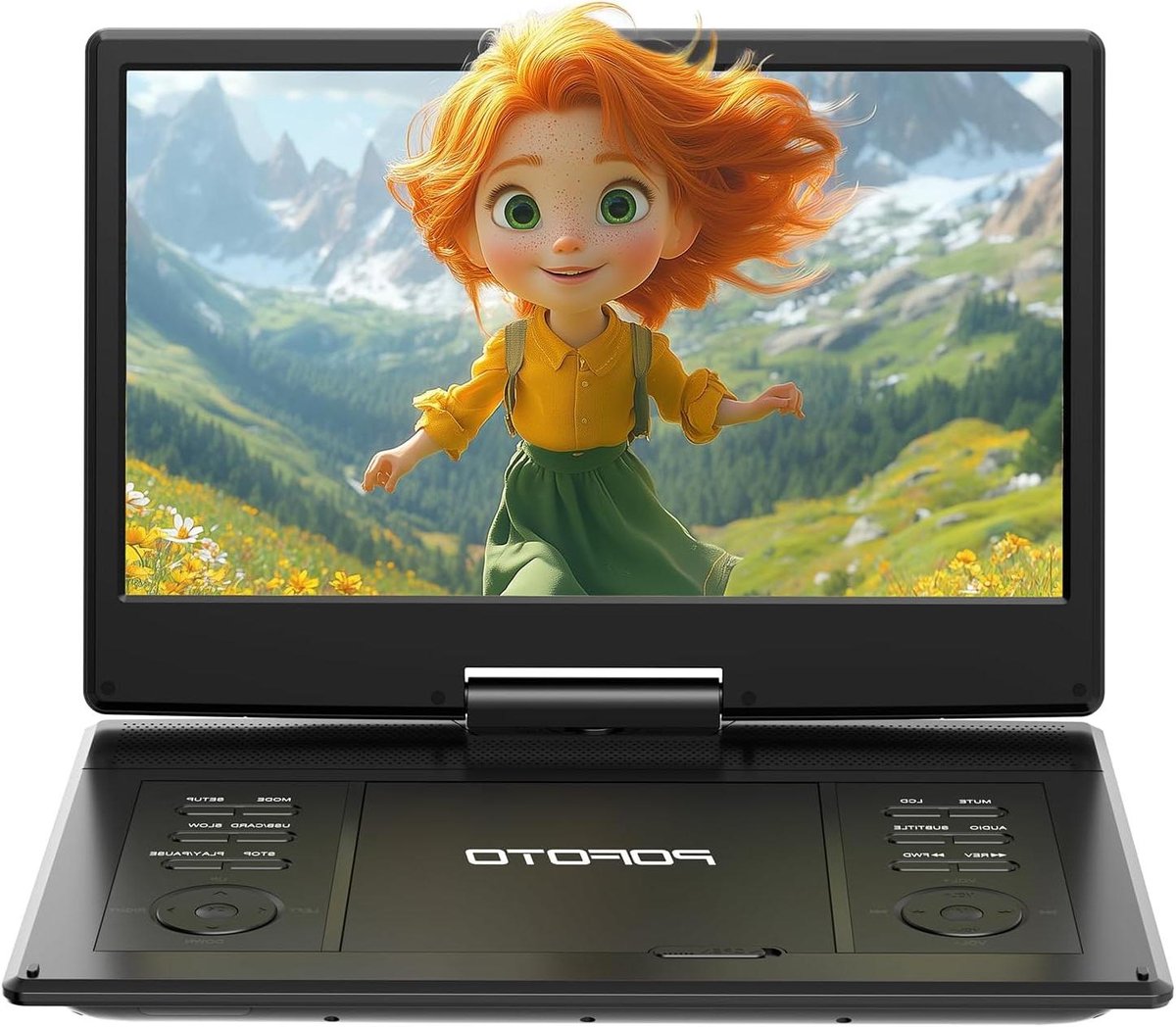 Draagbare DVD-speler - Mobiele Mediaspeler - Reis Entertainment - HD Draaibaar Scherm - 157 Inch - Zwart