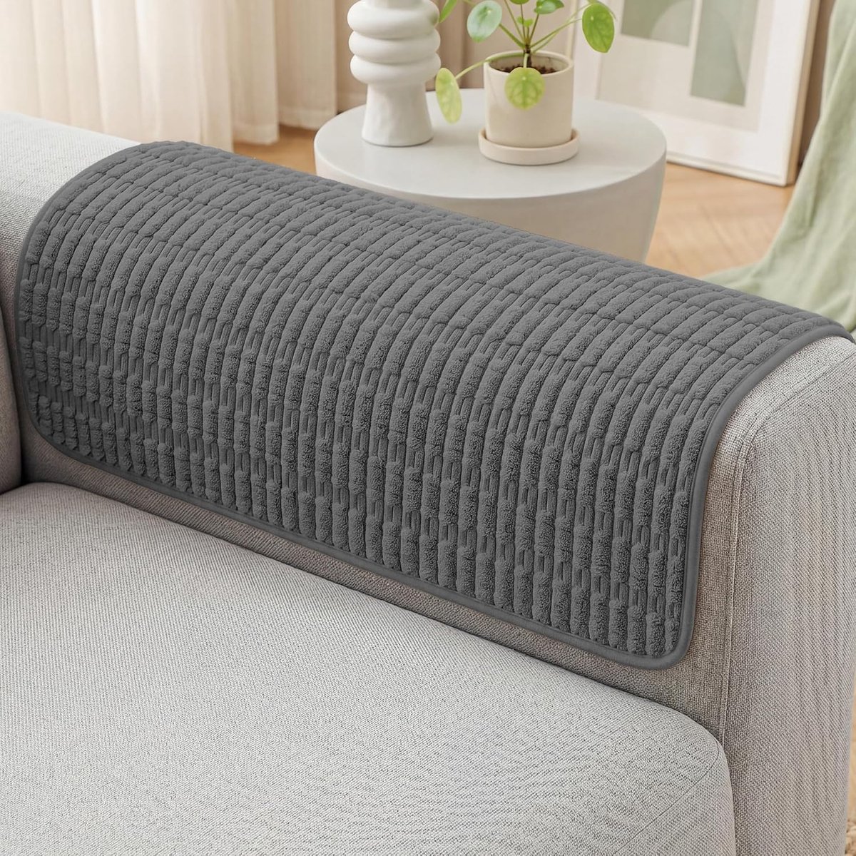Bankarmleuninghoezen - Set van 2 - Antislip Armleuninghoezen voor Fauteuil - Armsteunhoezen voor Bank - Beschermhoezen voor Armsteun (Grijs 51x51 cm)