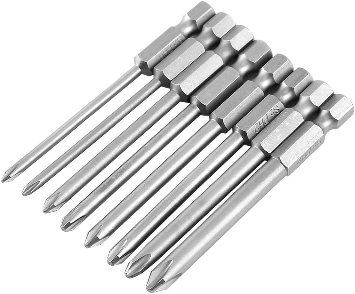 SnelShoppen - Set van 8 Stuks 75mm 1/4" Magnetische Schroevendraaier Bits Extension Hexagon Shank voor Schroevendraaiers, Boormachines, Krachtige Magn