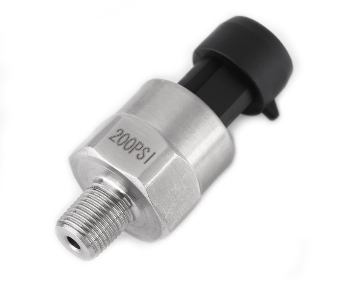 SnelShoppen - Druksensor voor water, lucht, olie, drukomvormer, roestvrij staal, met kabel 1/8 inch NPT (200 psi)