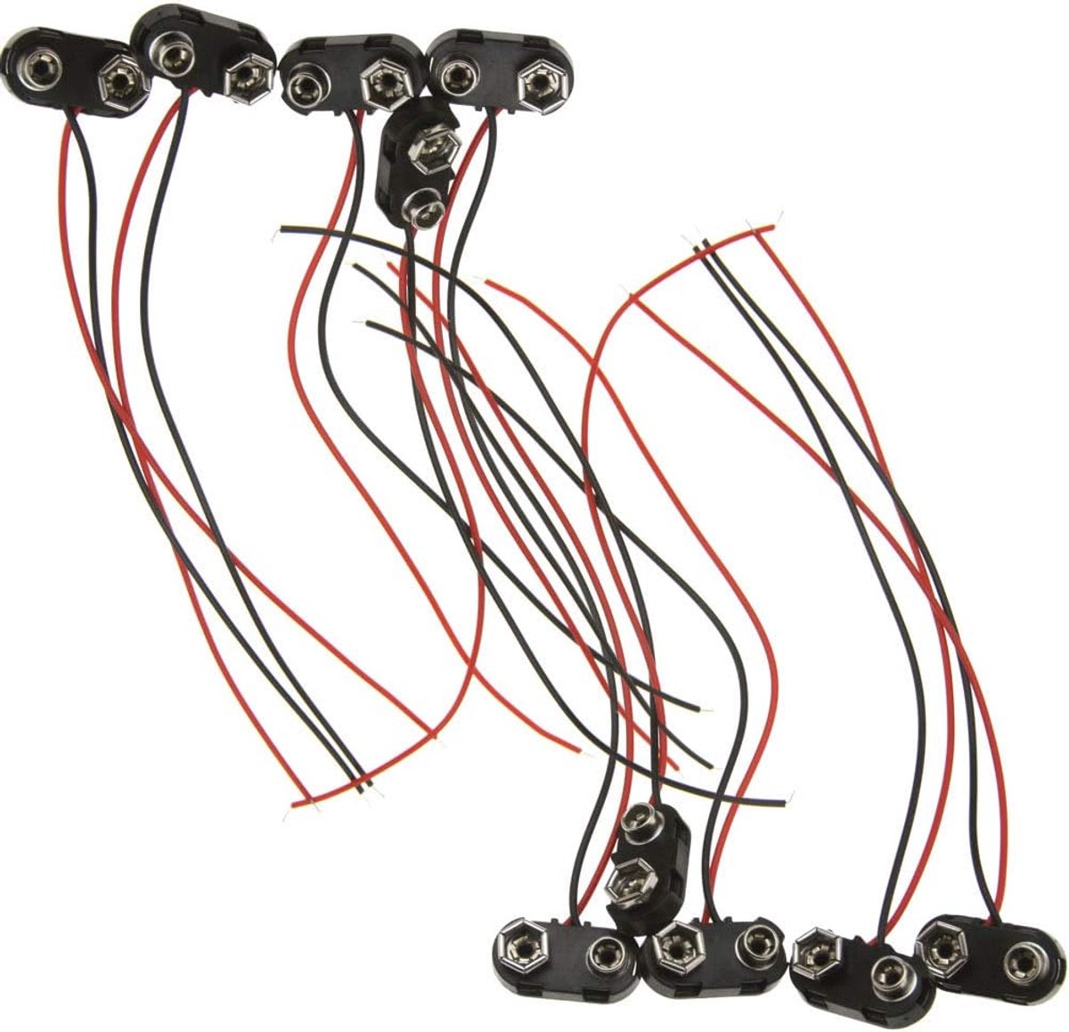 SnelShoppen - 10 Stuks Batterij Clip Connector 9V Met Aansluitsnoer - ABS Batterij Snap Voor Elektronische Toepassingen, Speelgoed, Verlichting, Meter