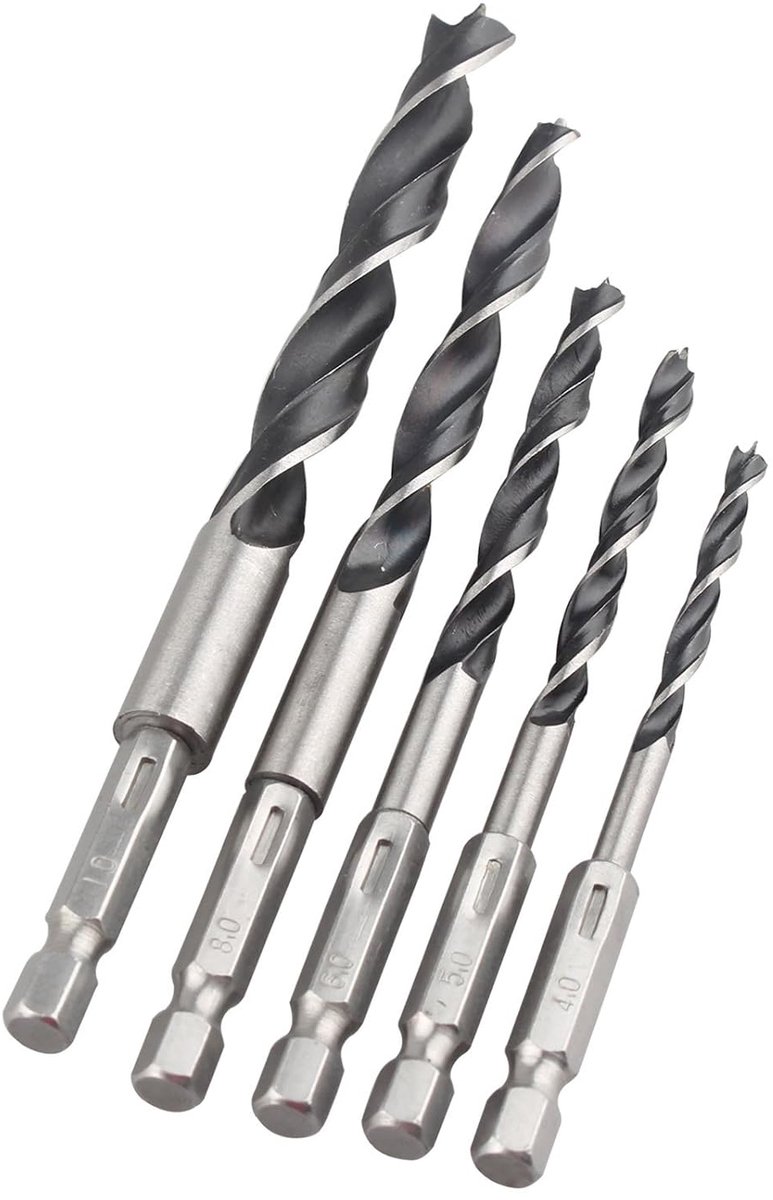 5 x hex wood drill bit, 4-10 mm - ShopVlot