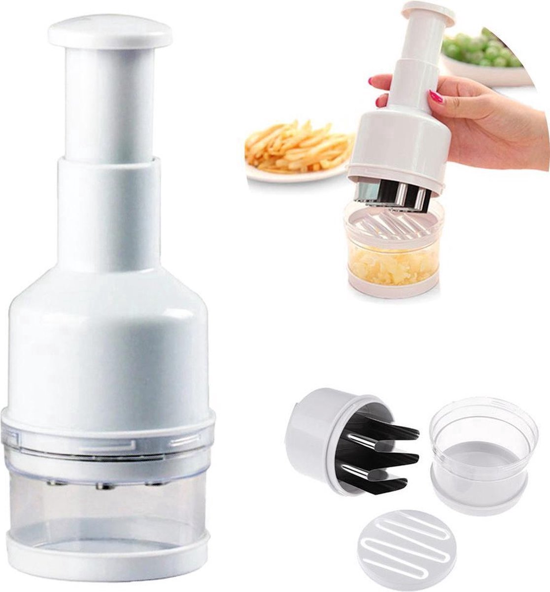 Borvat® | Multihakker | Hakmolen handmatig | groentehakker | wit | voor ui-knoflook-groenten