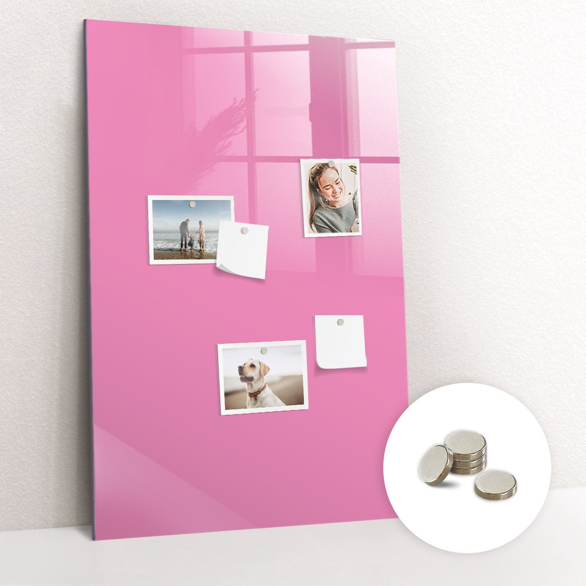 Tulup Glassboard - Roze kleur Magneetbord - 60 cm x 90 cm - Magnet Board - Wanddecoratie Kantoor - Magnetisch Bord Roze - Inclusief Gratis Magneten - Memobord Keuken - Magneetbord Rechthoekig