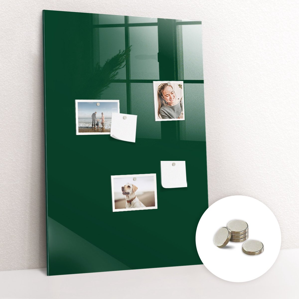 Tulup Glassboard - Kleur: flesgroen Magneetbord - 60 cm x 90 cm - Memo Magneetbord - Scandinavisch Design Bord - Memobord Glas Groente - Gratis 5 Sterke Magneten - Magneetbord Foto - Memobord Magnetisch