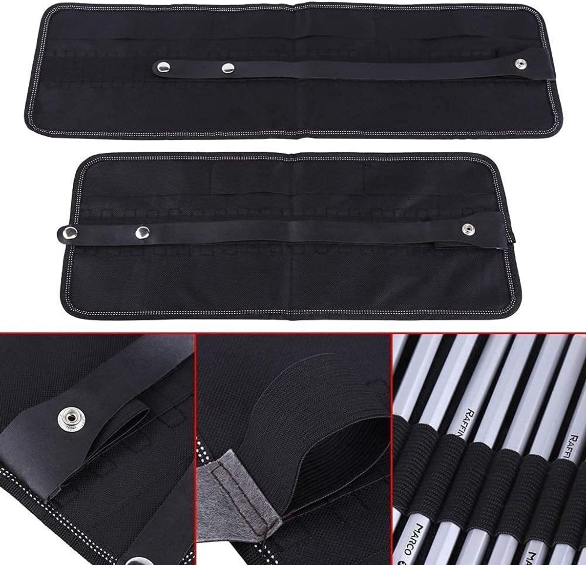 SnelShoppen - 48 slots brush pen holder voor kunstenaars, school en kantoor - Duurzaam Oxford materiaal, ideaal voor art studenten, eenvoudig te reini