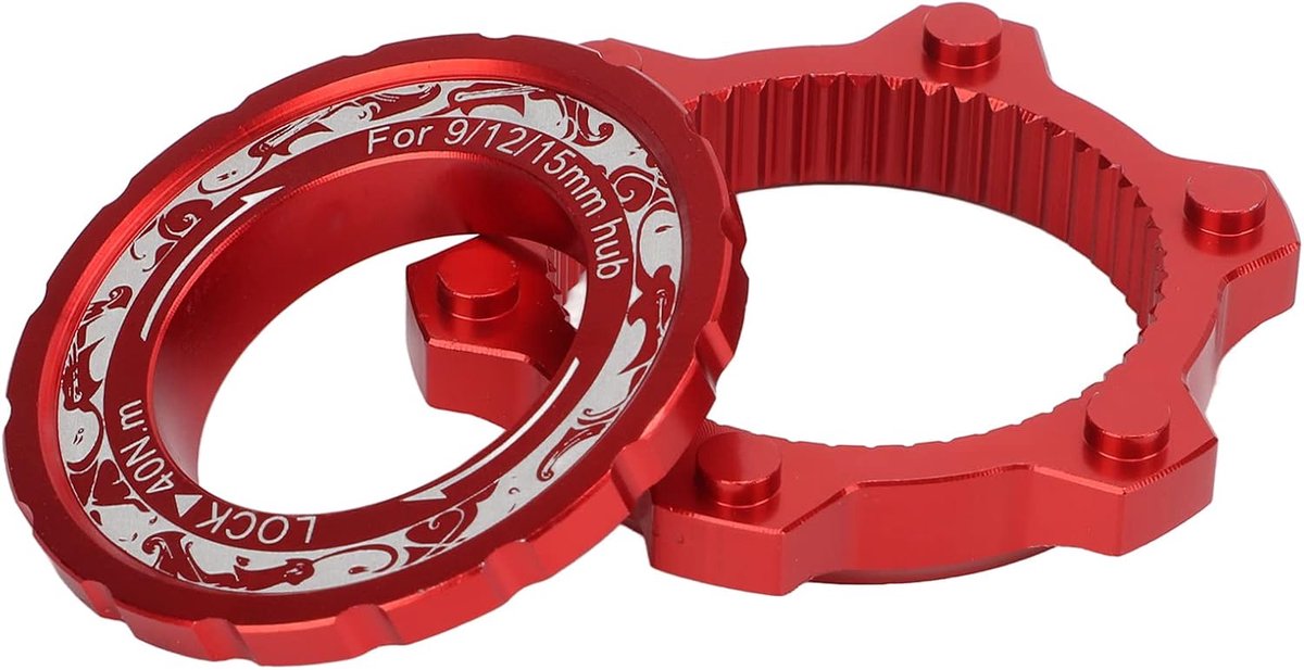 SnelShoppen - Fietscentrum Lock 6 Bolts Rotor Adapter - Aluminium Centerlock naar 6 Bolts Rotor Adapter voor Mountainbike - Rood - Eenvoudig te Instal
