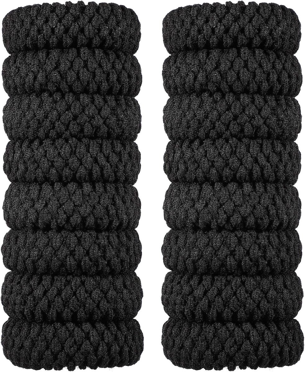 Pack of 16 Elastic Cotton Hair Bobbles Thick Cotton Seamless Hair Bands No Wrinkles No Breakage No Slipping Seamless - ShopVlot