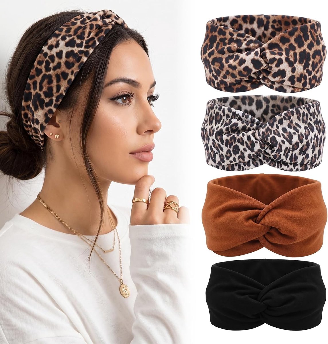 Haarbanden voor dames in 4 kleuren, elastisch en ademend, ideaal voor yoga, zomeroutfits en trendy accessoires