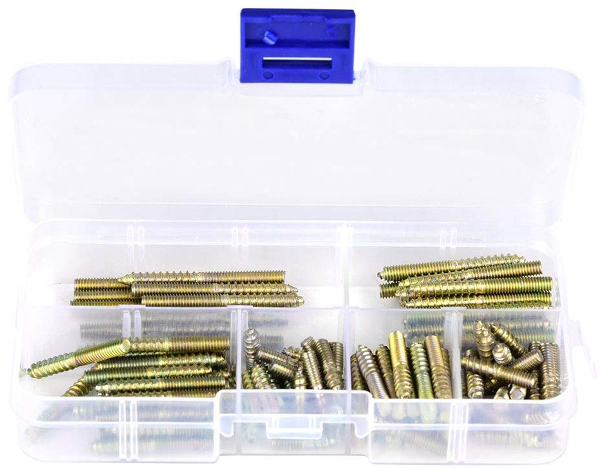 SnelShoppen - 110pcs M4 houtschroeven meubelverbinding dubbelzijdige schroeven gegalvaniseerd zelfsnijdende draad voor houtverbindingen