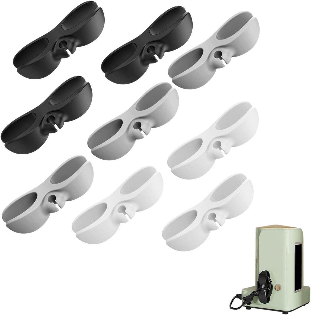 Kabelorganiser voor kleine apparaten, 9 zelfklevende rollers in wit, grijs en zwart, ideaal voor koffiemachines, friteuses en sapcentrifuges