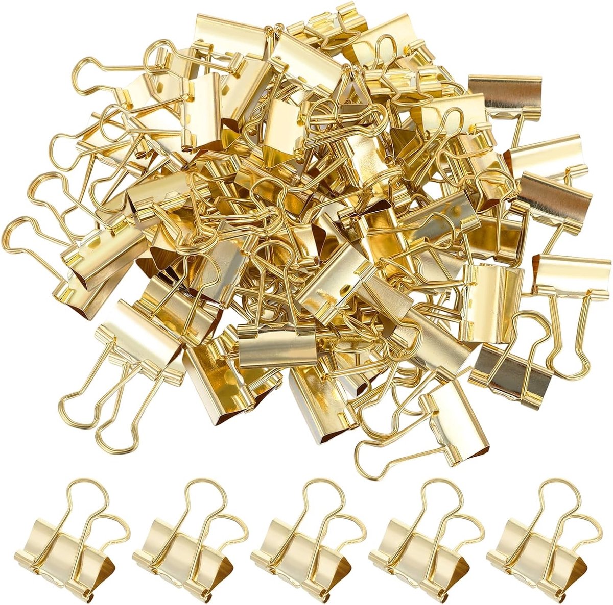 80 Stuks Goudkleurige Metalen Foldback Klemmen 19mm - Stevige Binderclips voor Kantoor en School