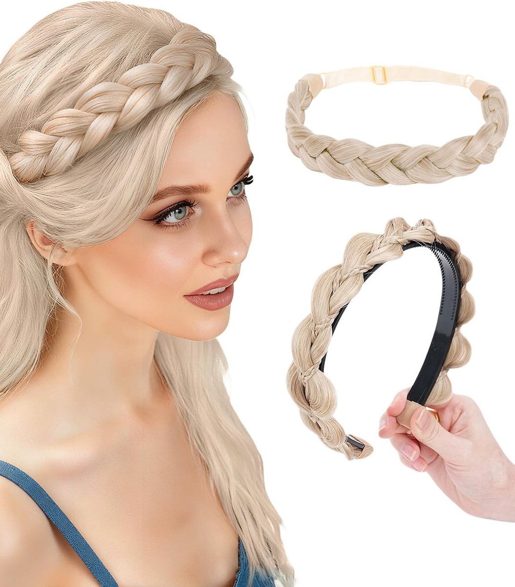 Elastische Haarband met Tanden - Set van 2 - Brass Braids Haaraccessoire voor Vrouwen, Perfect voor Diverse Haarstijlen en Gelegenheden