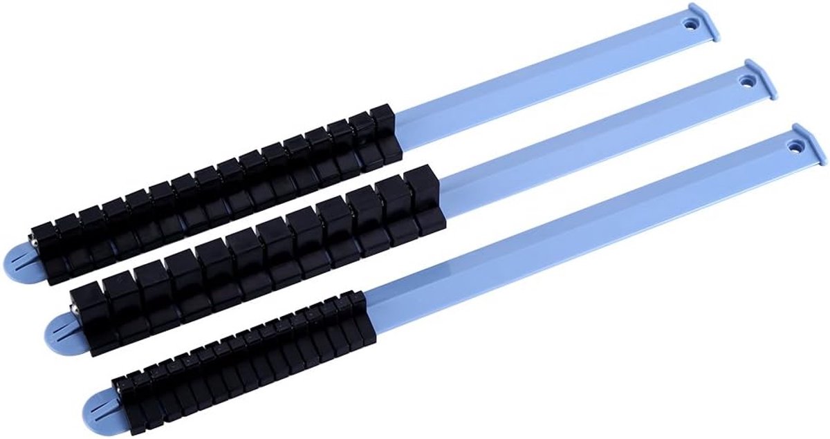 Socket Rekhouders Clip-On Rails - Gereedschaptray Organizer Opslag - Set van 3 - 1/4, 3/8, 1/2 inch