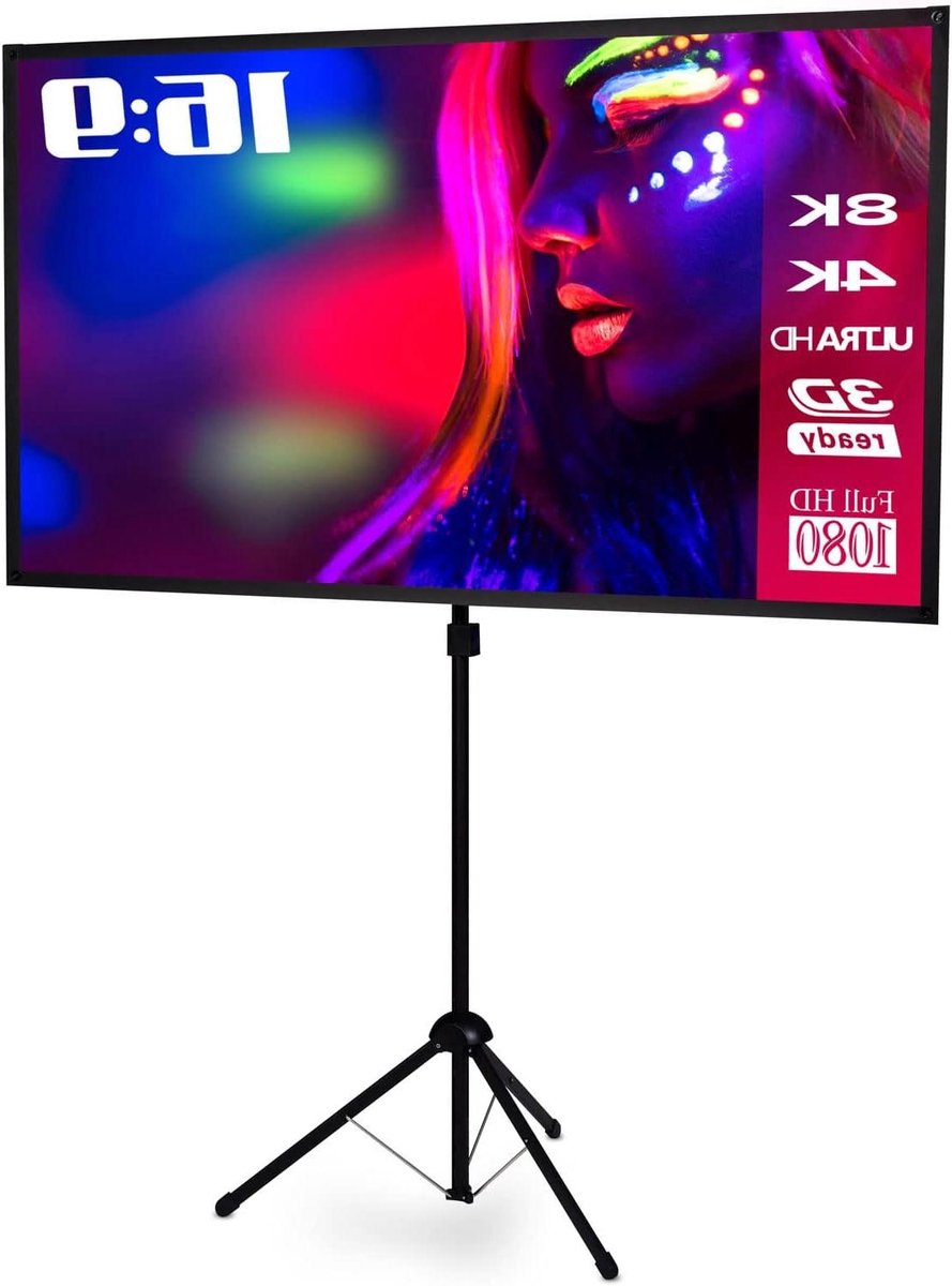 Projectiescherm Statief - Beamerdoek Draagbaar - Thuisbioscoop Creëren - Snel Opzetbaar - 133 x 75 cm - Wit