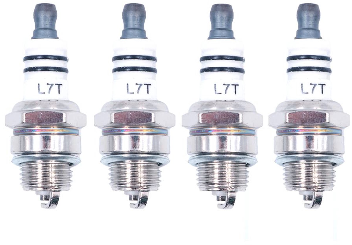 SnelShoppen - 4 Pack L7T Bougies voor 2-Takt Motoren, Vervangingsaccessoires voor Grasmaaier, Heggenknipper, Kettingzaag en Bosmaaier