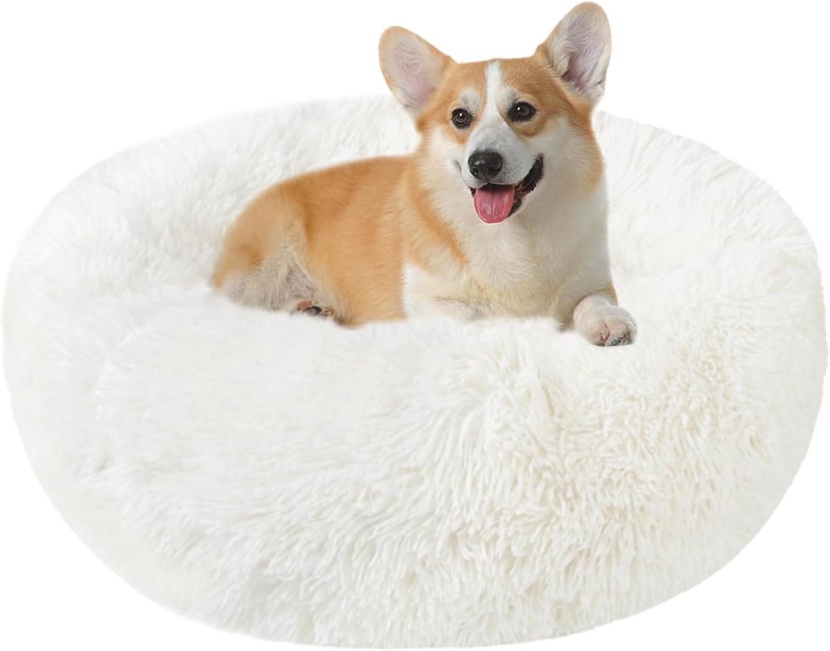 Huisdier Mand - Donut Kussen - Ontspannen Slapen - Verhoogde Rand - XL 70cm - Beige