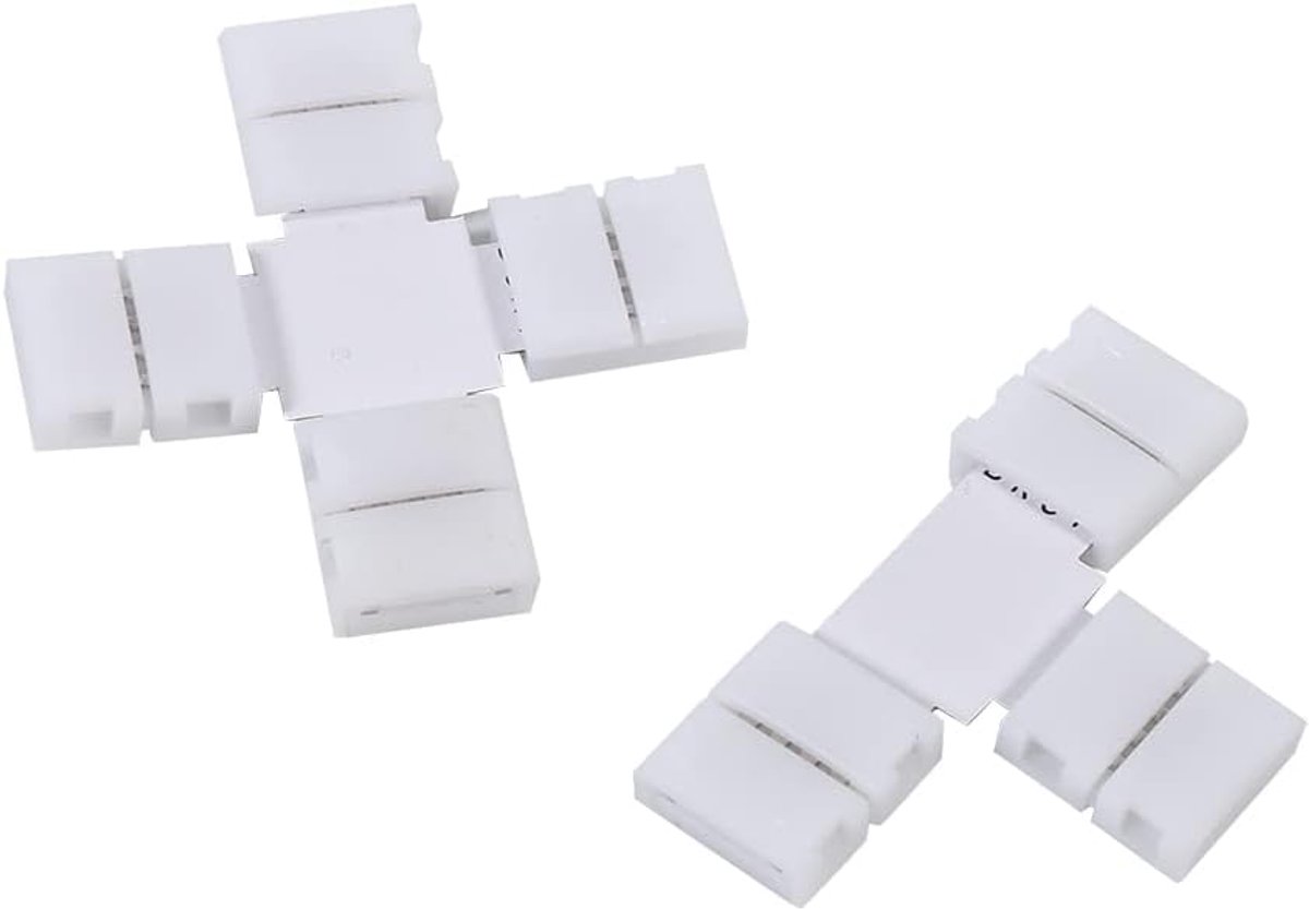 SnelShoppen - 5 Stuks Solderless 4-Pins Clip-on Connectoren Adapters voor 10mm RGB 5050 LED Striplicht, Snelle Verbinding voor DIY Projecten, T-vormig