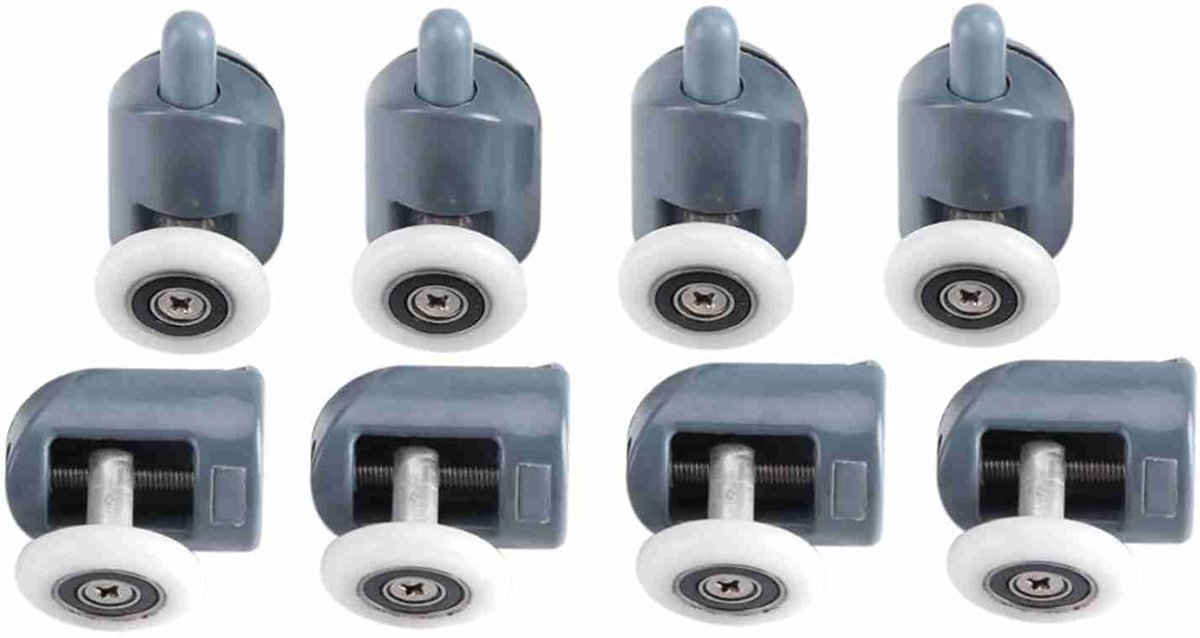 SnelShoppen - 8 Stuks Rollers voor Badkamer Glazen Schuifdeur, 19mm Diameter, Ultrageluid, Sterke Draagkracht, Duurzaam en Eenvoudige Installatie