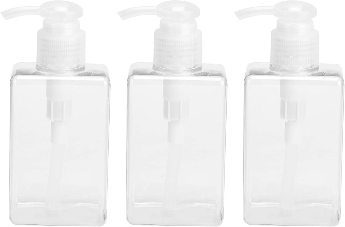 SnelShoppen - Lege Plastic Pompflessen 3 Stuks 150ml Reiskoffers, Duidelijke Pompdispenser, Mini Reiscilinder, Navulbaar, BPA-vrij voor Lichaamswas, M