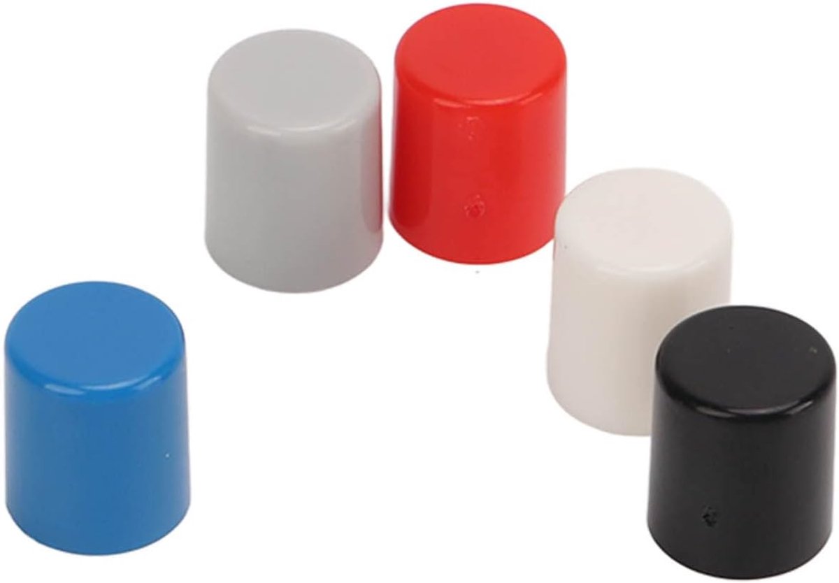 SnelShoppen - 250 Stuks Micro Ronde Drukknop Caps 10mm 6 Pin Power Zelfsluitende Tactiele Knop Caps met 5 Kleuren voor Gemakkelijke Identificatie