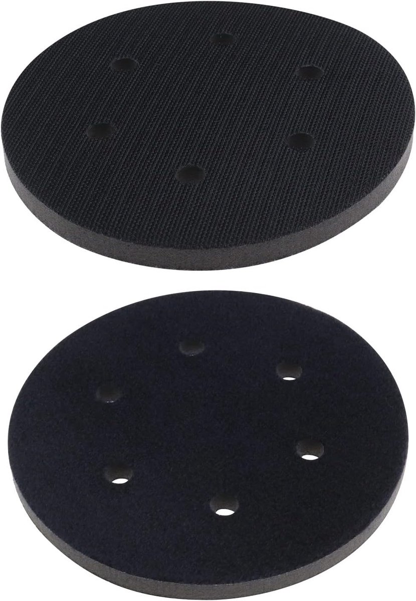 SnelShoppen - 2 Stuks 150mm Zachte Spons Interface Pad Schuurpad met 6 Gaten voor Random Sander Vervangkussen Impactbestendig Geluidsreductie Polijstp
