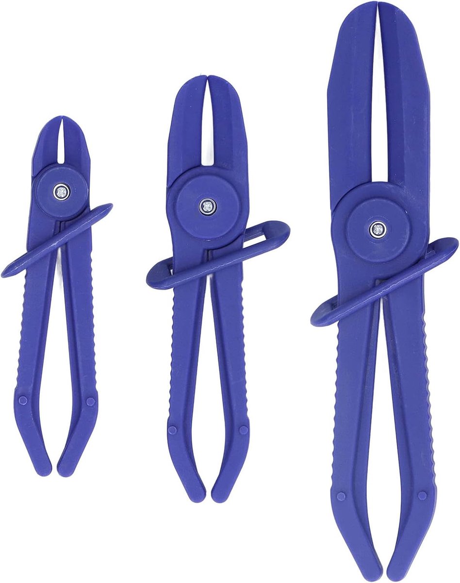 SnelShoppen - 3PCS Flexibele Slangtangen Set - Blauwe Slangklem Tangen - Geïsoleerde Nylon Rem- en Brandstofslang Klemmen - Meerdere Maten - Handig vo