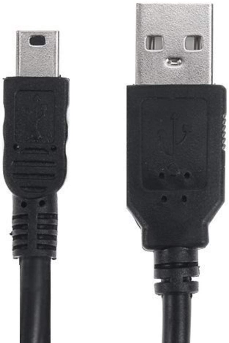 SnelShoppen - Vervangende USB Kabel 1.8m voor Canon Powershot SX430 IS, EOS en IXUS Camera's, Opladen en Gegevensoverdracht, Zwart, Kwaliteitskabel