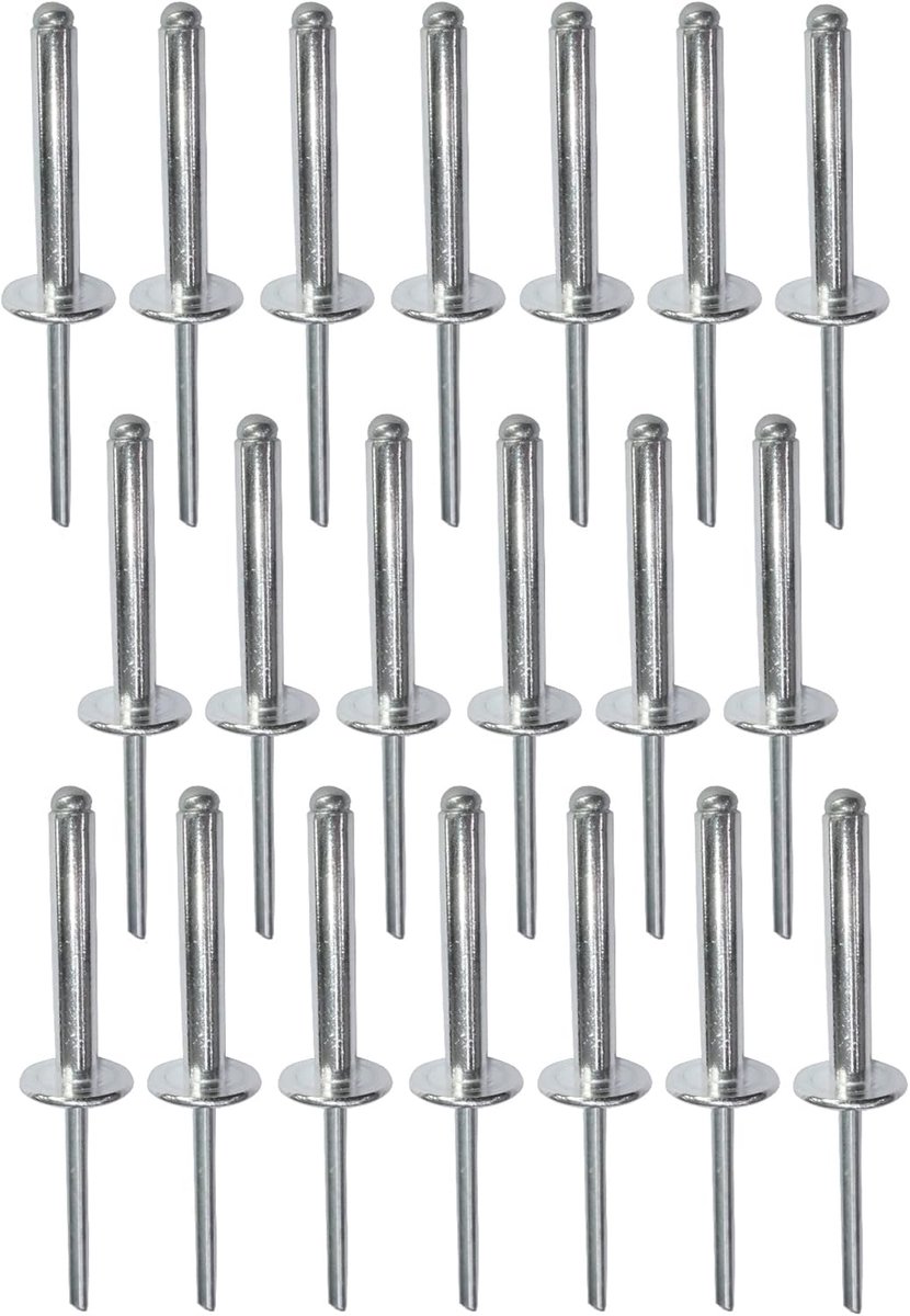 SnelShoppen - Set van 20 blinde klinknagels Ø5x30mm met brede kop 14mm - DIN 7337 C - Popnagels met schachtbreuk - Aluminium/Staal - Ideaal voor metaa