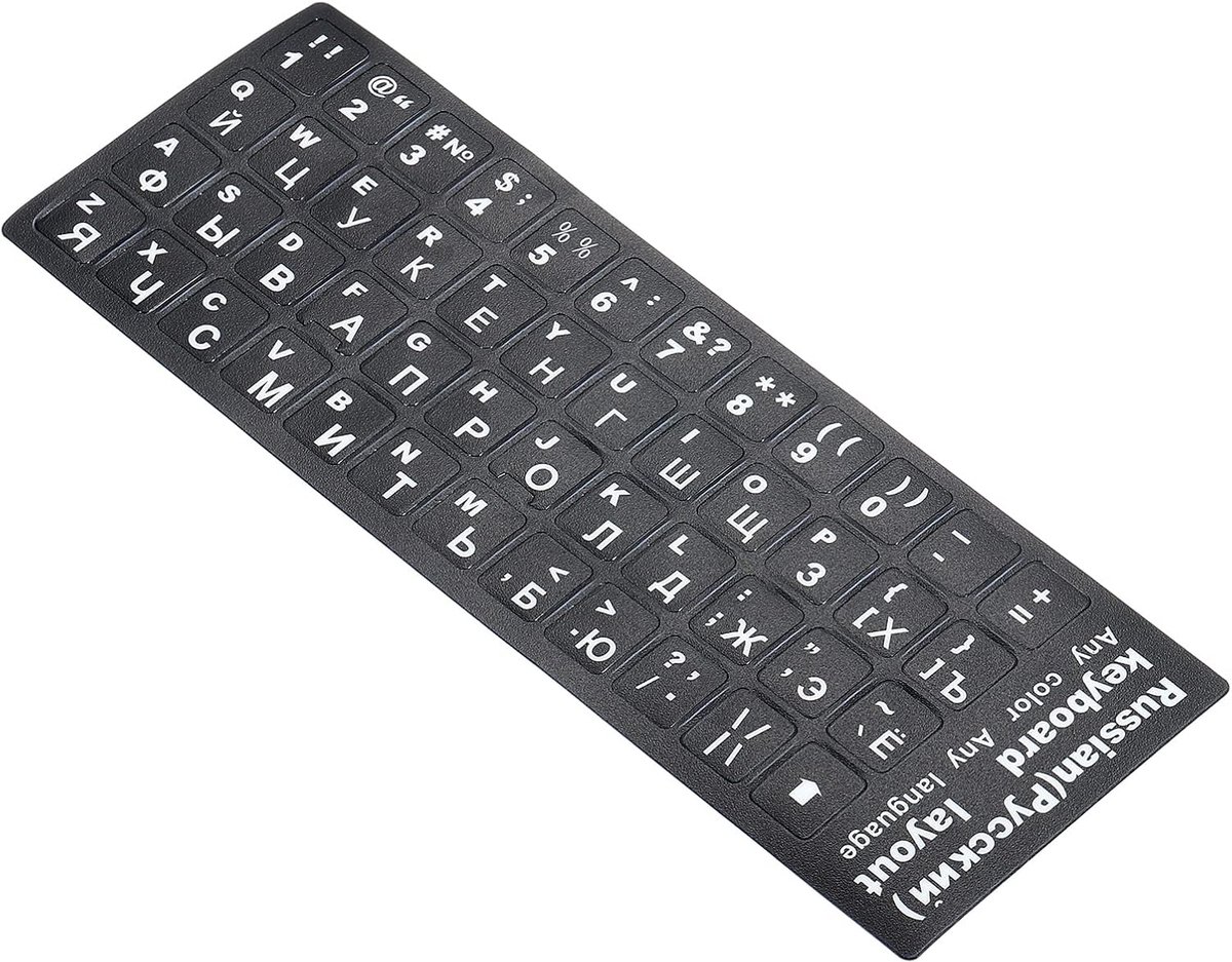 SnelShoppen - Russische Toetsenbord Stickers 2-Pack Universele Vervangcover voor Notebook Desktop Computer, Zwart Achtergrond met Witte Letters, Duurz