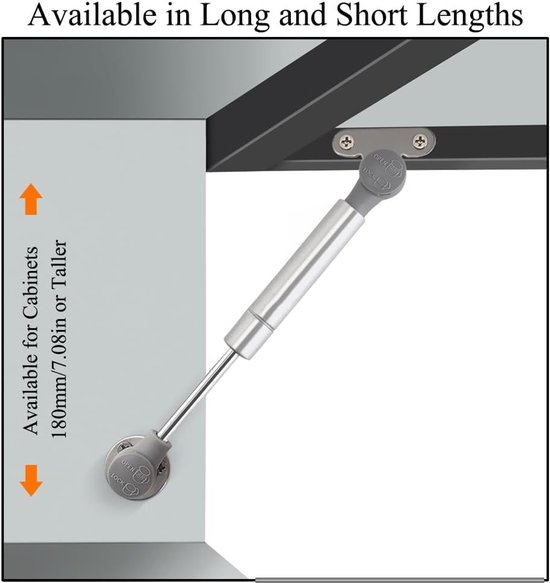 2 Stuks Gasveer Liftsteun 80N voor Zachte Sluiting, Ondersteuning voor Deuren en Lades, Ideaal voor Opbergdozen en Speelgoedkisten (20.5 cm) — afbeelding 2