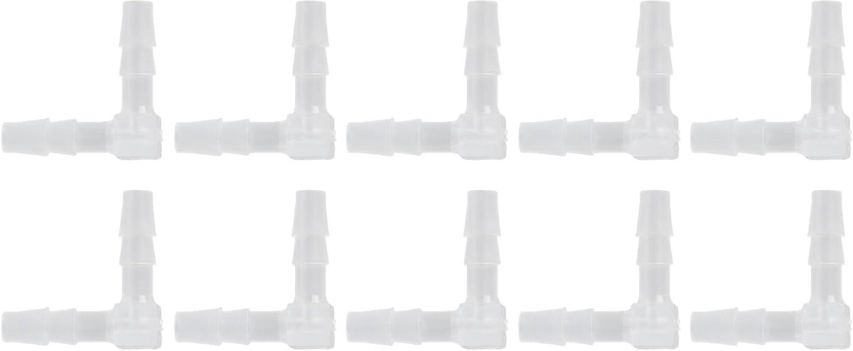SnelShoppen - 10Pcs 90 Graden L Vormige Slangconnector Plastic Gelijksluitende Barbed Slangverbinder voor Aquarium, Water, Brandstof, Olie, Inerte Gas