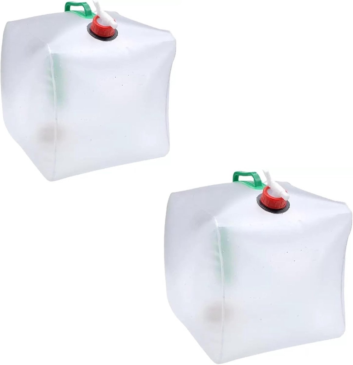 Opvouwbare Waterjerrycans - Watertank met Kraan - Kamperen en Noodgevallen - Set van Twee Stuks - 20 Liter Per Stuk
