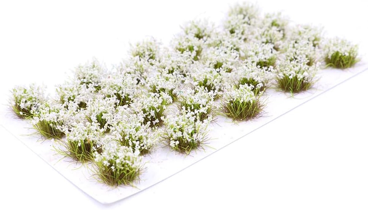 SnelShoppen - 32PCS Statisch Gras Grove 8mm Zelfklevend Statisch Gras Modelbouw Wargaming Terrain - Kunstgras Wit