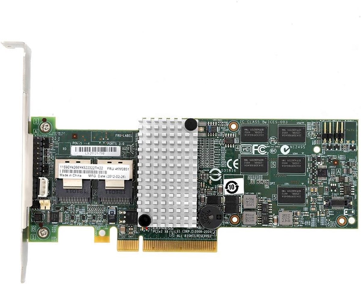 SnelShoppen - SATA/SAS Array Kaart PCIe x8 6Gbit/s, Megaraid Controller voor 3Gb/s & 6Gb/s Hardeschijven, Uitstekende Leessnelheid 2875 MB/s, Schrijfs