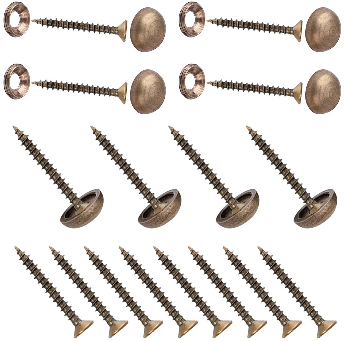 SnelShoppen - 8 Stuks Decoratieve Messing Spiegel Schroeven - Antiek Bronzen Spiegel Nagels met Dome en Wasringen (13mm) - Stabiel en Duurzaam