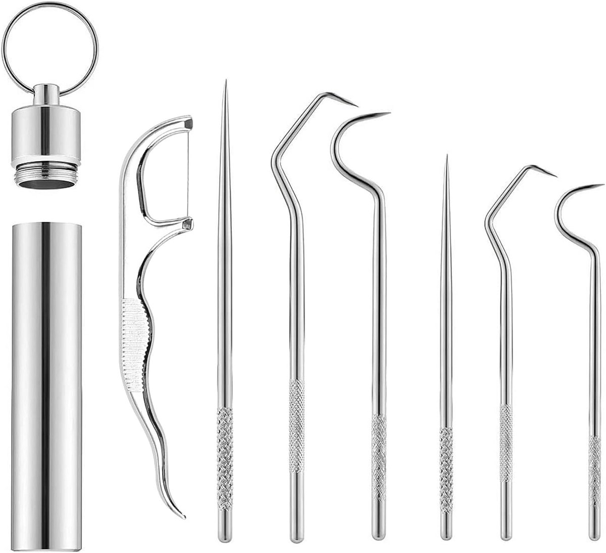 Toothpicks 7 Pack - 304 RVS - Herbruikbaar - Ideaal voor onderweg - ShopVlot