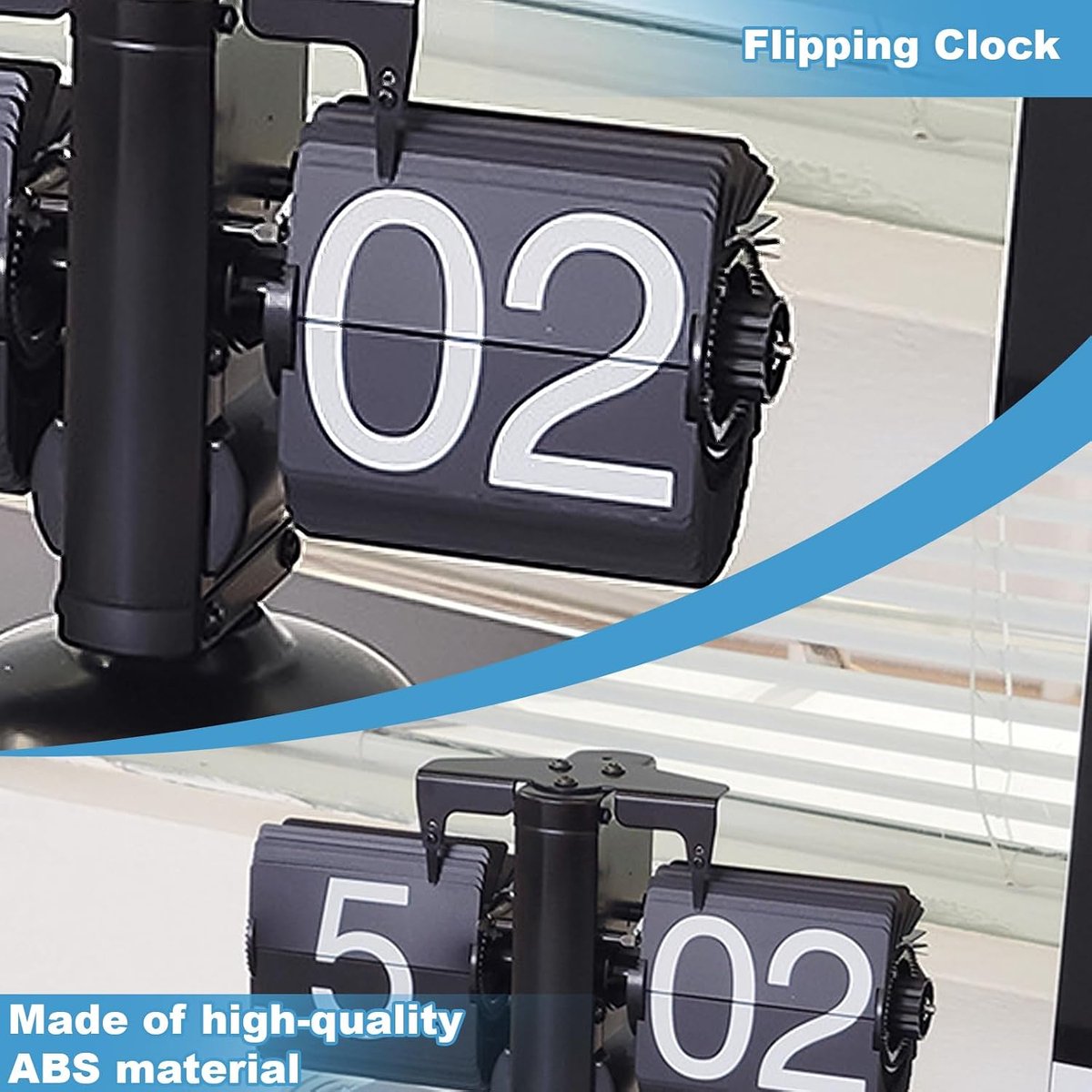 SnelShoppen - Retro Flip Desk Clock - Vintage Design Mechanische Tafelklo, Stille Digitale Flip Klok, Perfect voor Thuis, Kantoor, Studie, Zwart