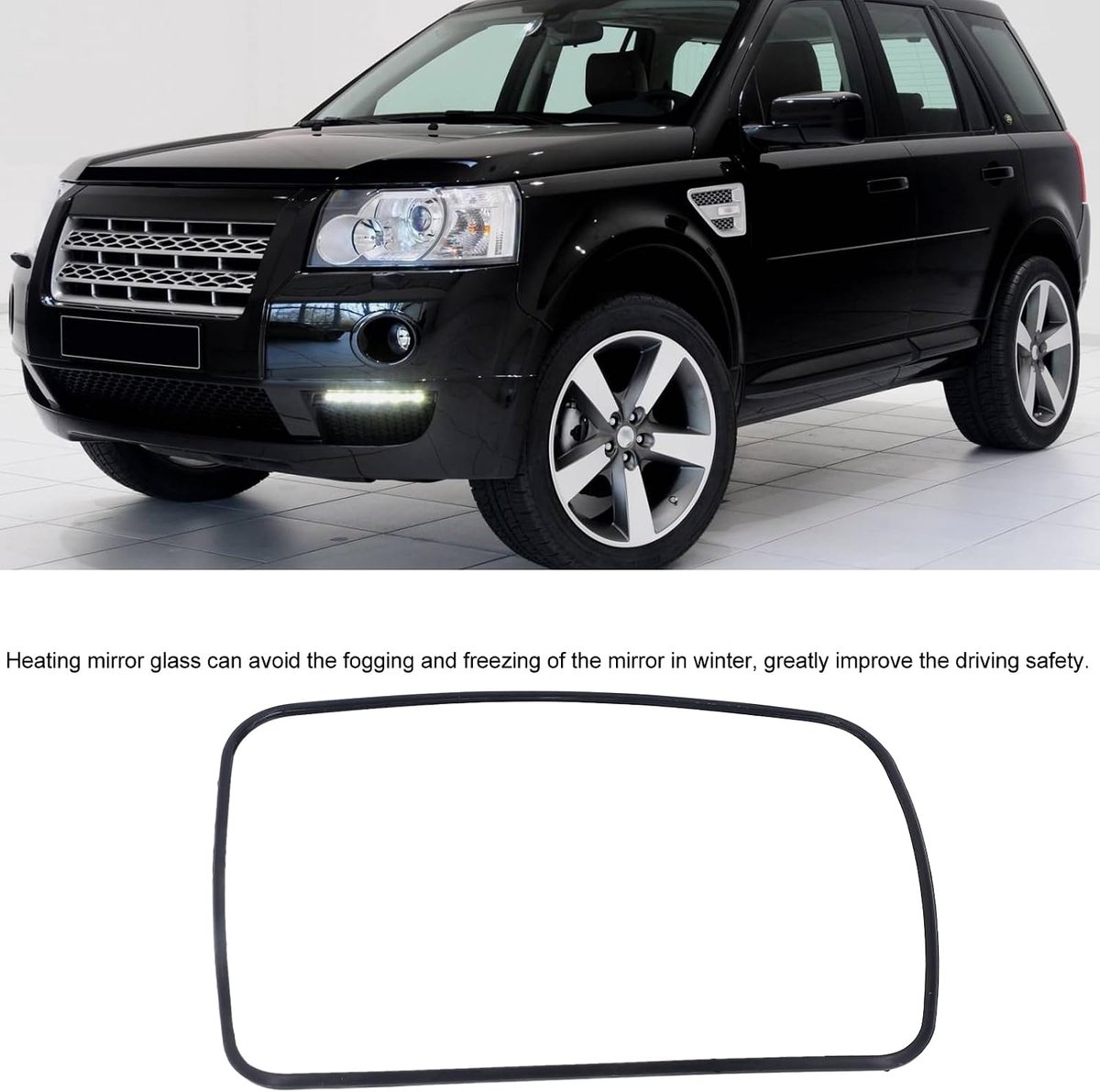 SnelShoppen - Verwarmde Zijspiegelglas Rechts Voor Freelander 2 2006-2009 - Anti Mist Spiegelglas Met Bevestigingshouder - Hoogwaardige Kwaliteit