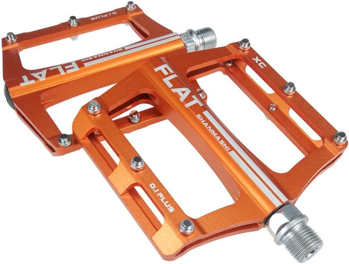SnelShoppen - Aluminium Non-Slip Pedalen voor MTB/Mountainbike/BMX - Lichtgewicht Fiets Pedalen met Cr-Mo Stalen Spindel - Oranje