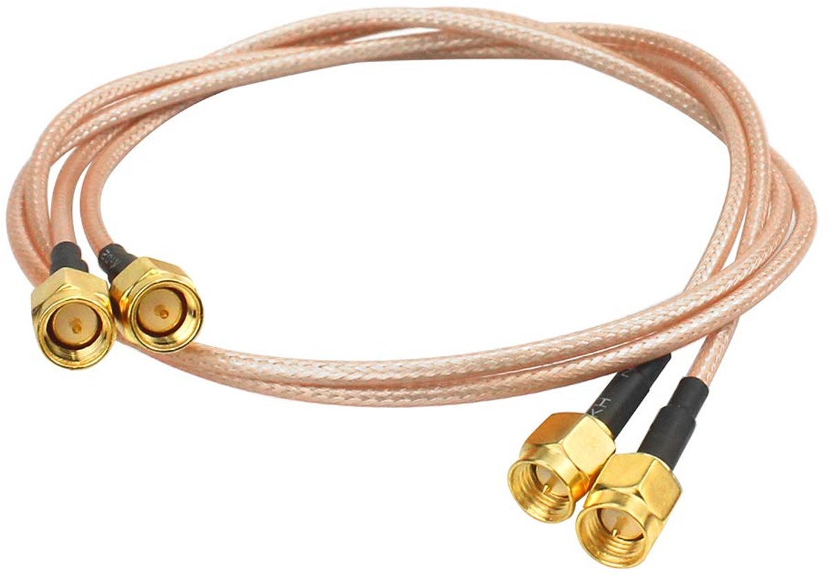 SnelShoppen - 2 Stuks SMA Mannelijk naar SMA Mannelijk RG316 WiFi Antenne Verlengkabel RF Coaxiaal Kabel Adapter 50CM voor SDR Apparaten, Wi-Fi Radio'