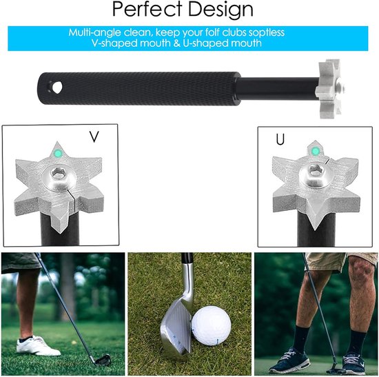 SnelShoppen - Golf Club Cleaner Tool Set - Professionele Golfclub Reinigingsset met Dubbele Borstel en 2 Groef Slijp Tools voor Verbeterde Balcontrole van Snelshoppen — afbeelding 4