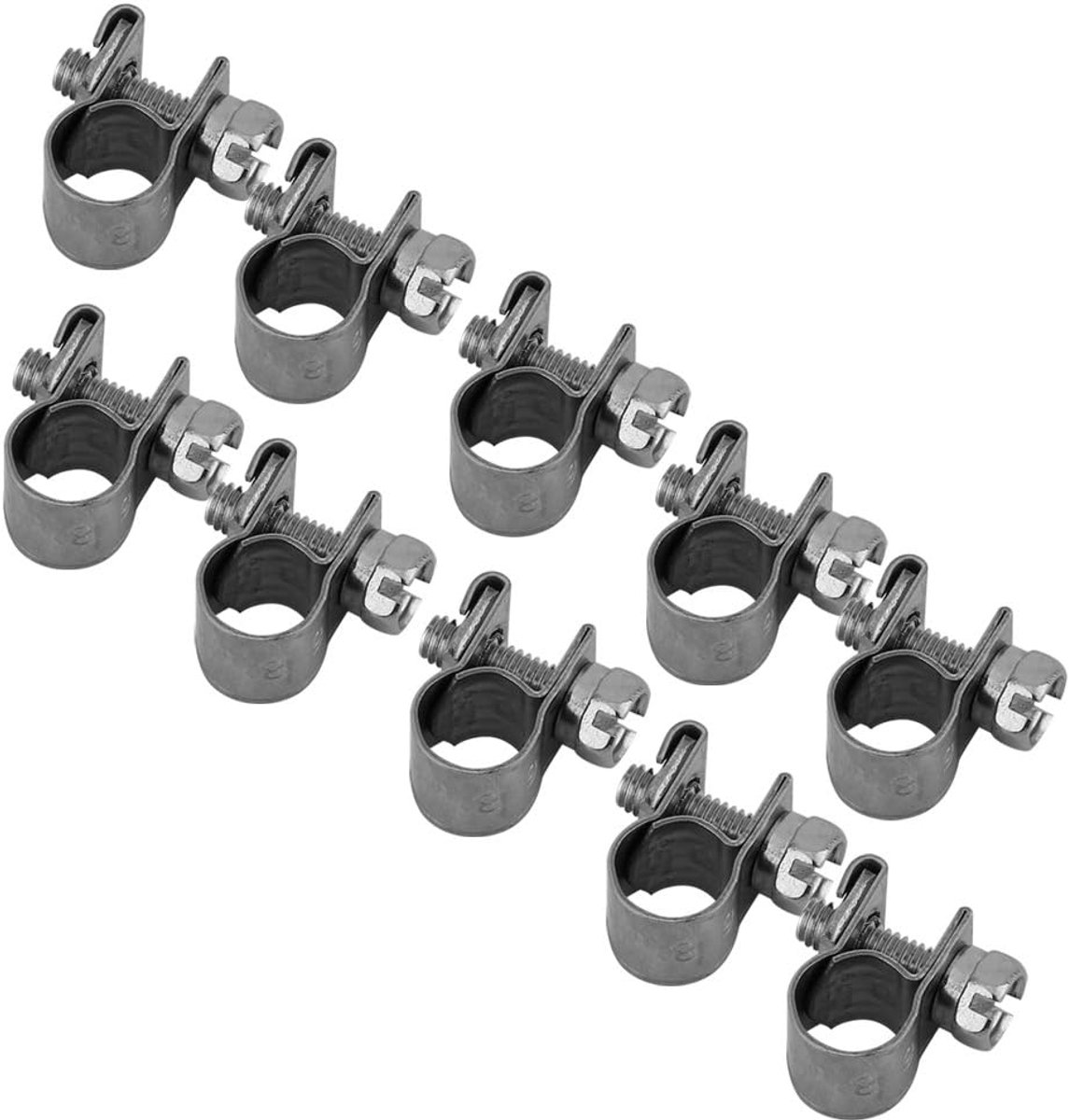 SnelShoppen - 10x Roestvrijstalen Slangklemmen 6mm-20mm - Mini Brandstofslangklem Wormdrive voor Dunne Muur Slangen in Kleine Maten (6-8mm)