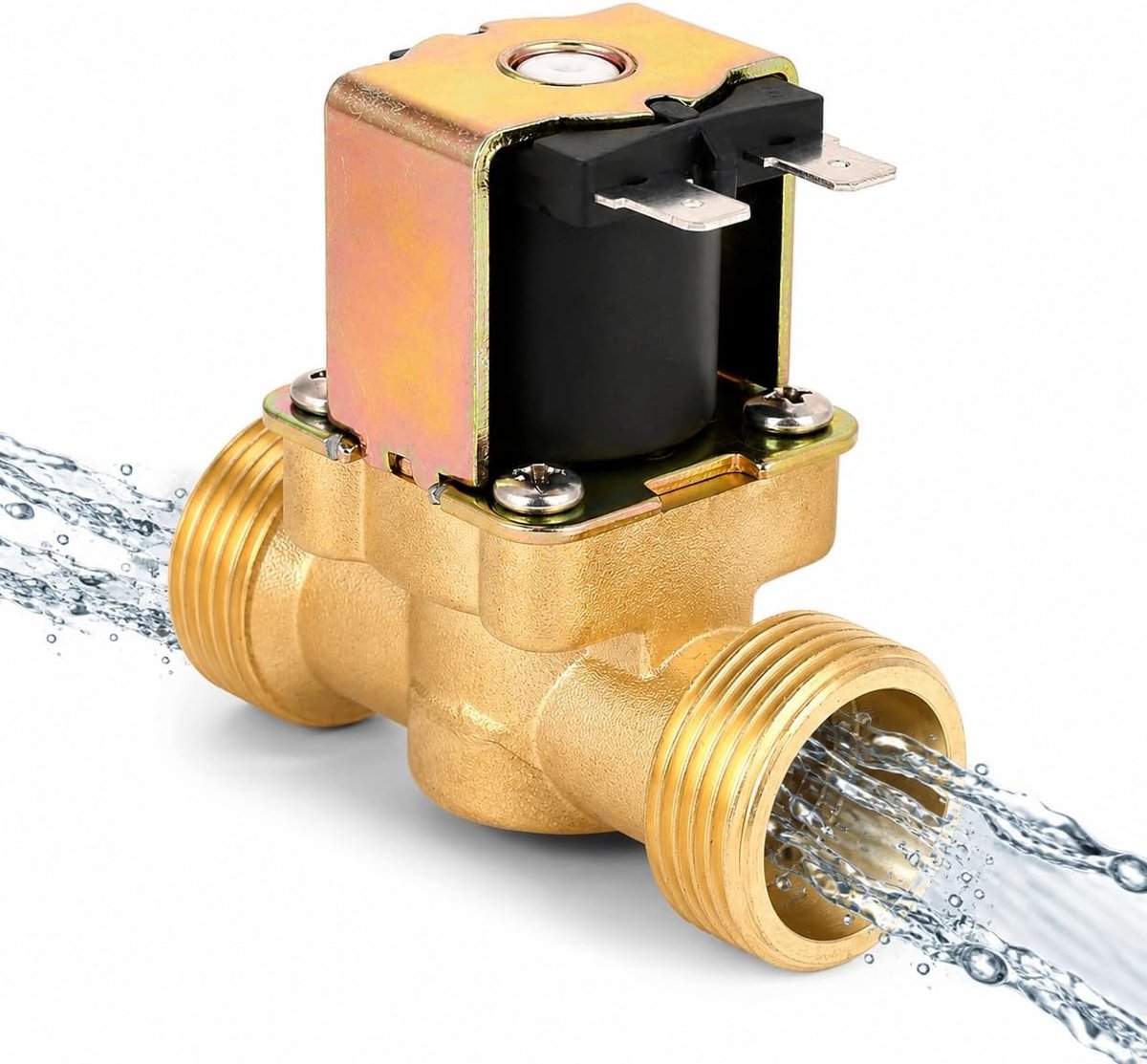 SnelShoppen - Elektrische Waterklep G3/4 DC12V Messing Solenoïde Ventiel Normaal Gesloten Voor Water - 0.8MPa Max Druk
