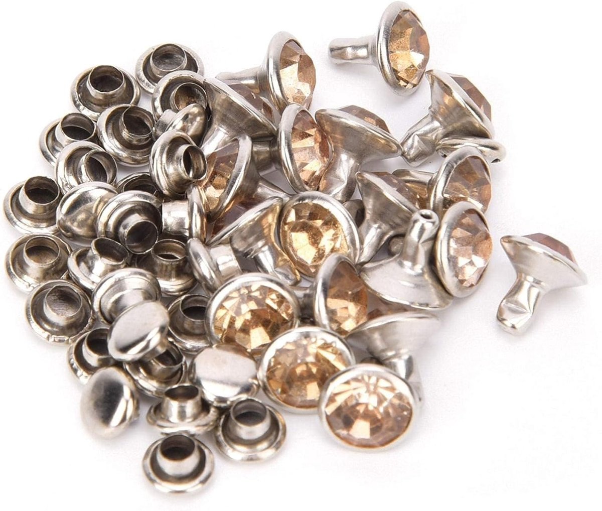 50 Sets 8MM Kristallen Rivets en Diamant Studs voor Leerbewerking en DIY Modeaccessoires