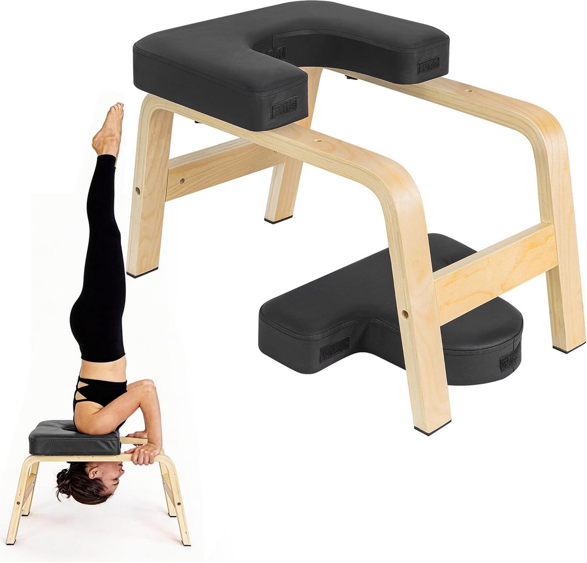 SnelShoppen - Yoga Kopfstandhocker Hoogwaardige Yoga Bank met 150 kg Draagkracht, 6,3 cm Dikke Waterdichte Vulling, Slipresistante Poten en Yogaband v