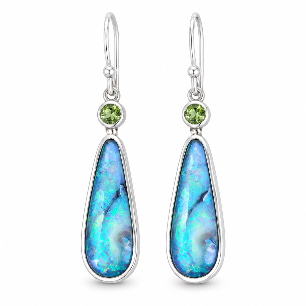 Marama Luna Opal Oorbellen – Opaal Look Natuursteen Oorbellen – Druppelvorm – 4 cm – Elegant & Tijdloos